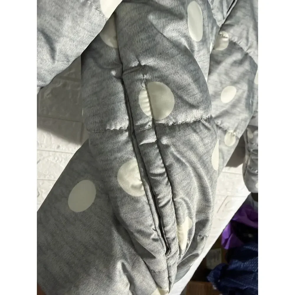 Gymboree Girls Size 4 Gray White Polka Dot Hooded Puffer Jacket